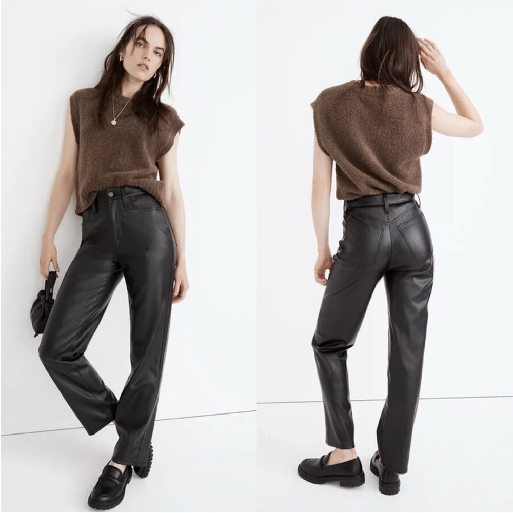 Madewell perfect vintage straight jean faux leather. Size 24 Petite